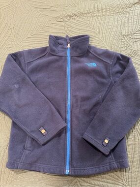 The North Face Kids Navy Blue Fleece Jacket with Light Blue Trim
